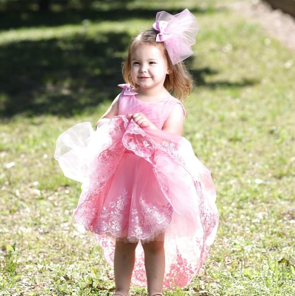 Pink lace party wear